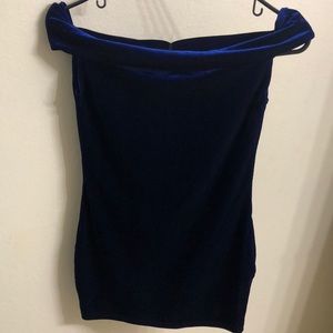 Royal blue velvet mini dress